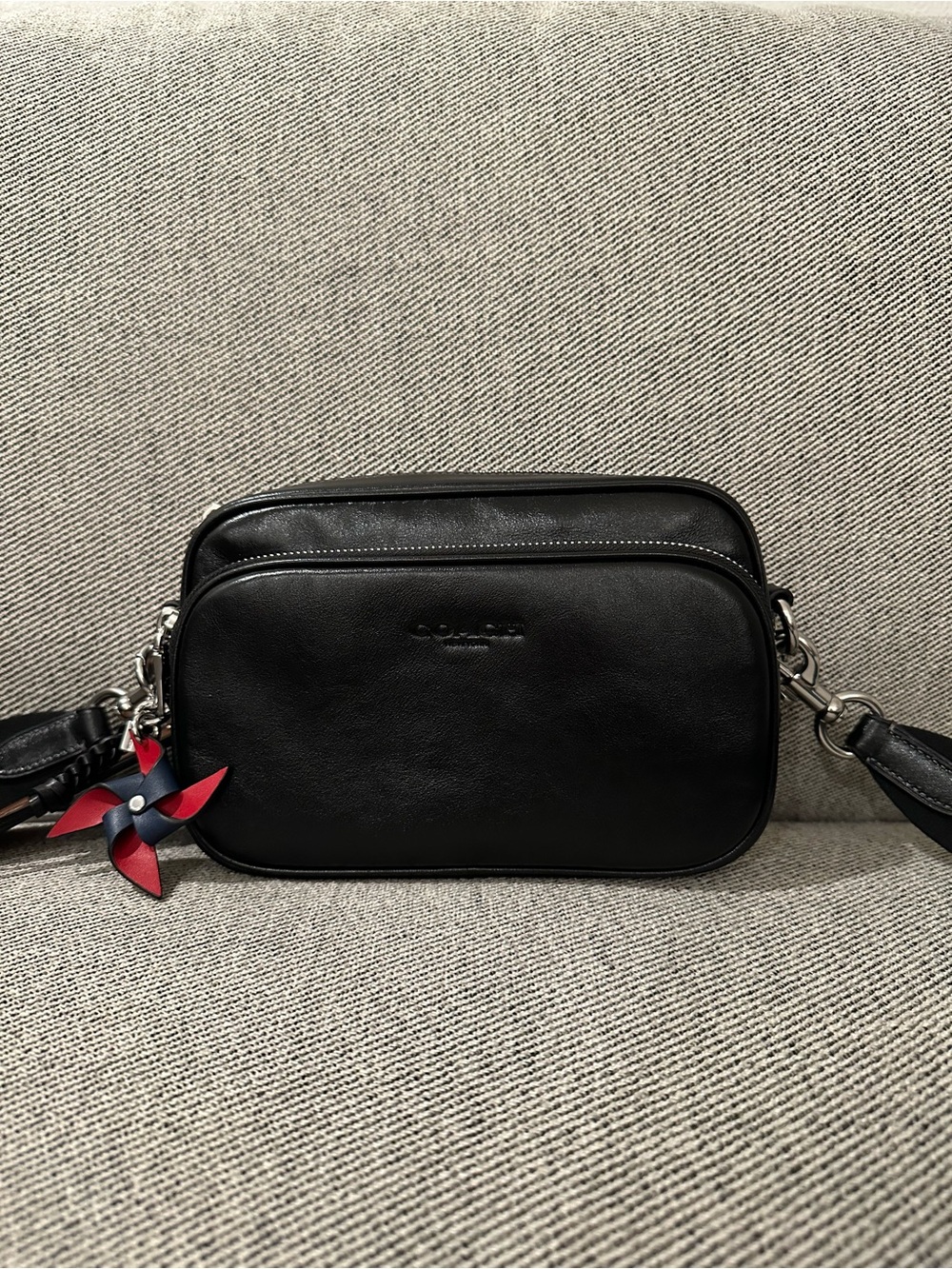 NWT Coach Men's Finlay Crossbody Bag With Charms In Leather/Silver/Black CEA71